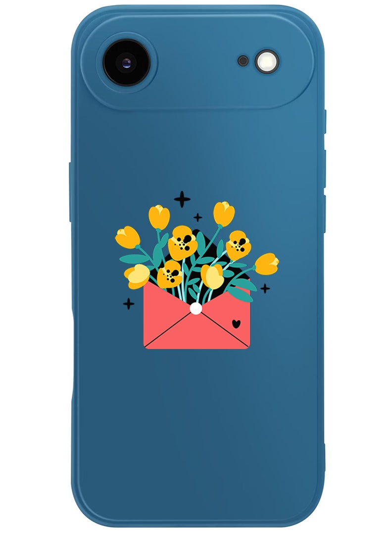 Theodor Protective Slim Fit Case Liquid Silicone Cover with Full Body Protection Anti-Scratch Shockproof Case For Apple iPhone 17 Air (Blue) flowers in envelope - Image 1