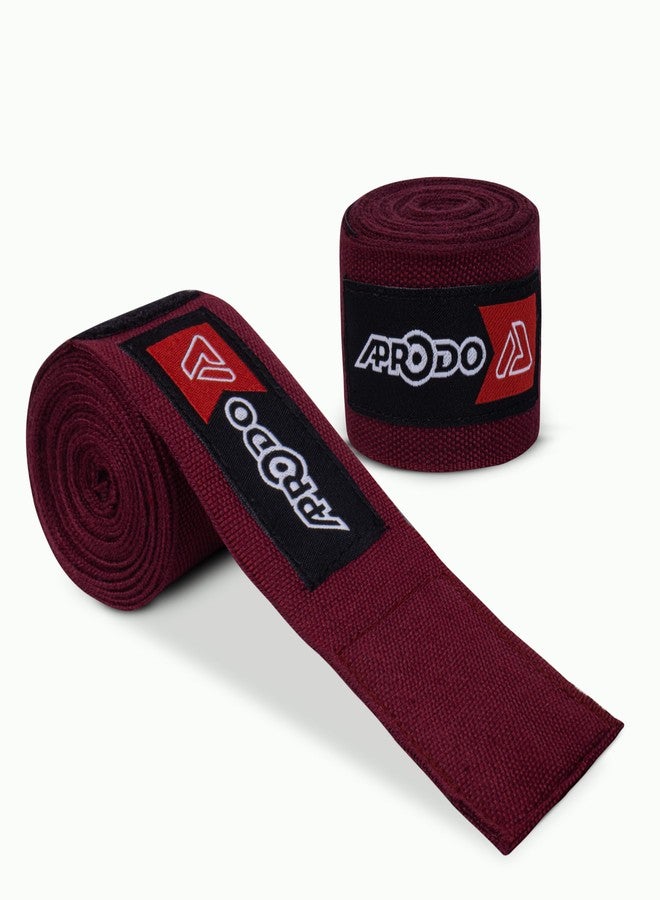 APRODO Boxing Hand Wraps Perfect Spandex Elastic Stretch for Men & Women (Maroon, (120") 3.0m) - Image 1