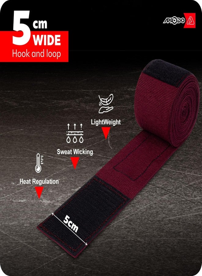 APRODO Boxing Hand Wraps Perfect Spandex Elastic Stretch for Men & Women (Maroon, (120") 3.0m) - Image 5