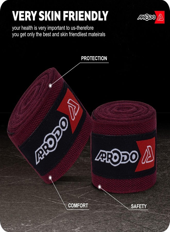 APRODO Boxing Hand Wraps Perfect Spandex Elastic Stretch for Men & Women (Maroon, (120") 3.0m) - Image 2