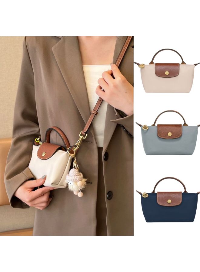 French Dragon Bag Mini Dumpling Bag Tote Bag Mini Bag Mobile Phone Bag Crossbody Bag Handbag Women's Shoulder Bag-Color:Classic Diamond Blue-Size:Mini Single Bag + Punch-free Shoulder Strap - Image 2