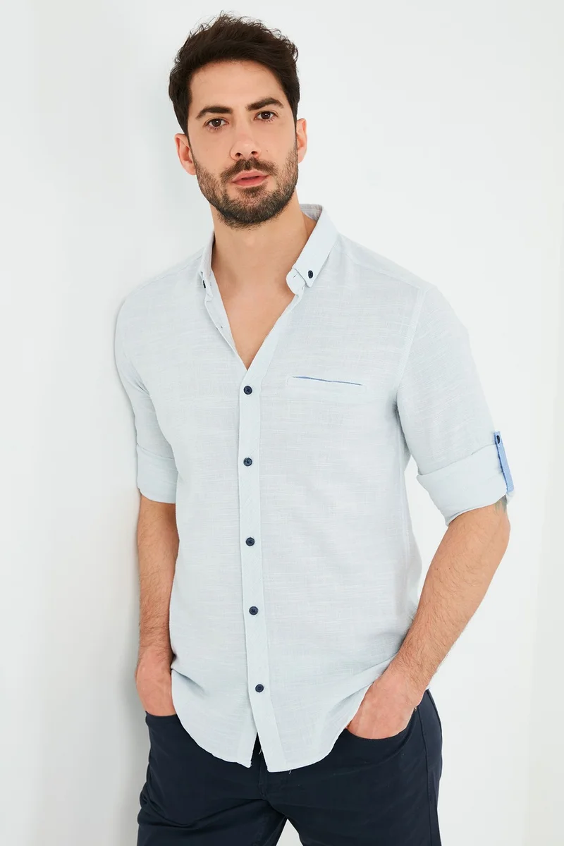 Buratti 100% Cotton Slim Fit Long Sleeve Shirt Men's Shirt CF21S111498