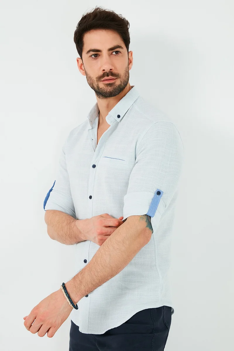 Buratti 100% Cotton Slim Fit Long Sleeve Shirt Men's Shirt CF21S111498