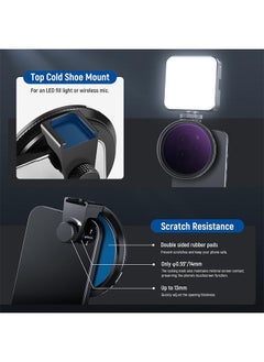 Neewer NEEWER 67mm Clip On Variable ND2-ND32 Phone Lens Filter Kit, Phone Clip with Magnetic Adapter Ring/Cold Shoe/Locking Knob, HD Magnetic ND Filter for iPhone 15 Pro Max 14 13 Galaxy S22 S23 S24 Ultra  - Image 5