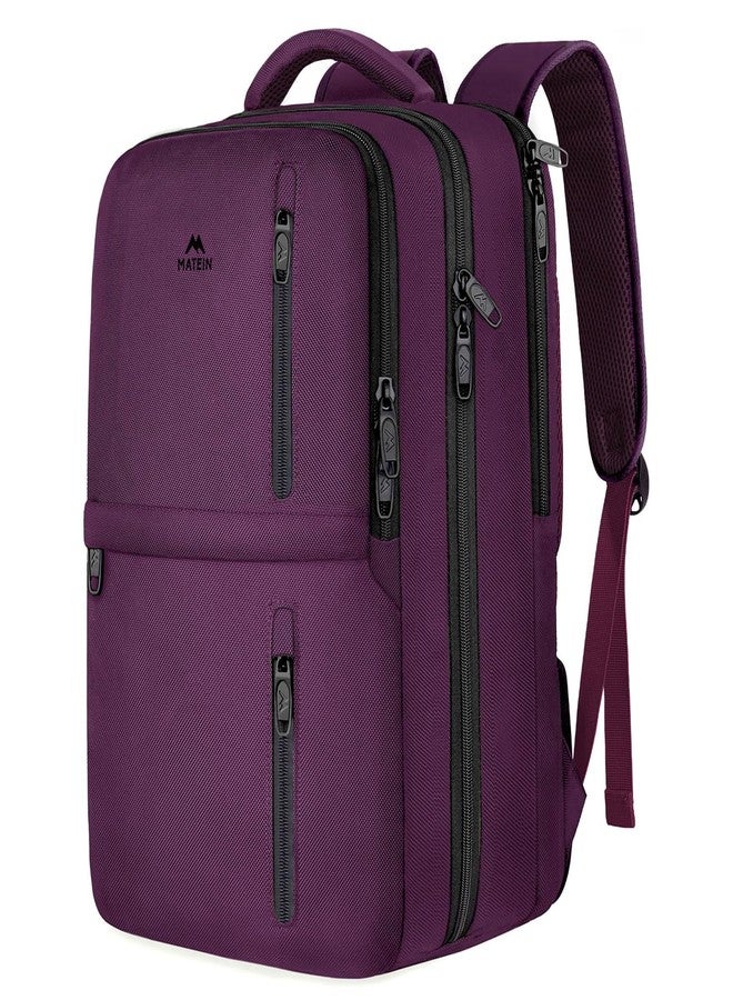MATEIN Travel Backpack for Women, Extra Large 40L Carry on Backpack with USB Charge Port, Water Resistant College Bag Computer Bag Gifts for Women & Men Fits 17.3 Inch Laptop, Purple - Image 1