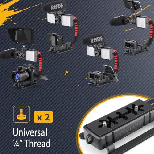 Zeadio Smartphone Camera Stabilizer, Portable Handle Grip Video Action Handheld Stabilizer, Fits for All Camcorder, Camera, Action Camera, DSLR and All iPhone and Android Smartphones, Black - Image 5