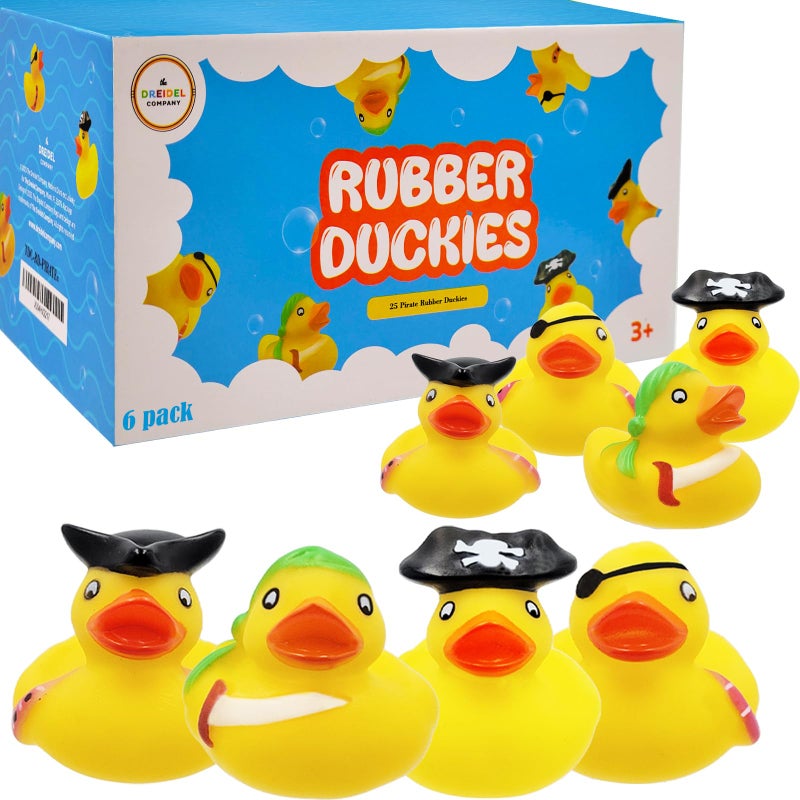 The Dreidel Company Halloween Pirate Rubber Duck Toy Six Duckies for Kids, Bath Birthday Projects Gifts Baby Showers Classroom Summer Beach and Pool Activity Party Favors, 2" (6-Pack) - Image 1