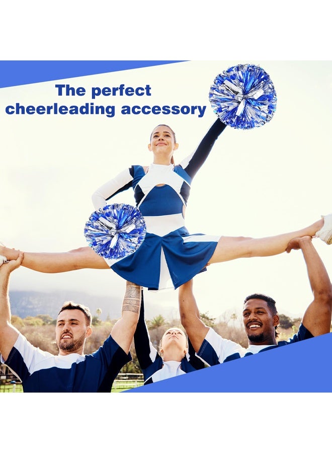 2 Pieces Metal Foil Cheer Ball Set, Cheerleading Pom Poms with Finger Friendly Ring, Bright Metallic, Cheerleader Pompoms, Suitable for Stage Performances, Cheerleading, Dance - Image 4