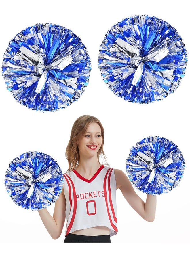 2 Pieces Metal Foil Cheer Ball Set, Cheerleading Pom Poms with Finger Friendly Ring, Bright Metallic, Cheerleader Pompoms, Suitable for Stage Performances, Cheerleading, Dance - Image 1