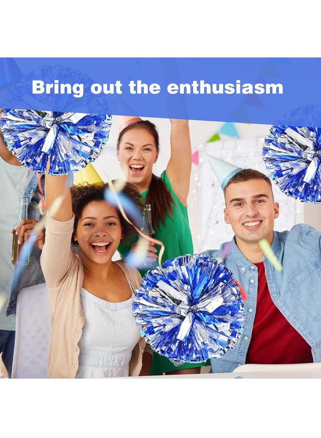 2 Pieces Metal Foil Cheer Ball Set, Cheerleading Pom Poms with Finger Friendly Ring, Bright Metallic, Cheerleader Pompoms, Suitable for Stage Performances, Cheerleading, Dance - Image 5