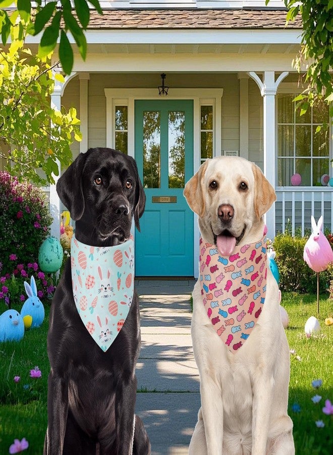 Agroon Easter Dog Bandanas XLarge 2PCS, 4 Pattern Colorful Scarf for Boy and Girl, Triangle Reversible Bibs Breed for Puppy Cats Pets - Image 5