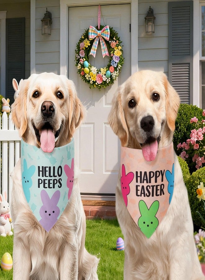 Agroon Easter Dog Bandanas XLarge 2PCS, 4 Pattern Colorful Scarf for Boy and Girl, Triangle Reversible Bibs Breed for Puppy Cats Pets - Image 4