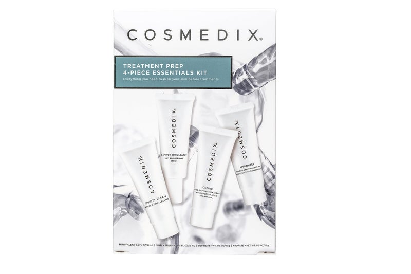 COSMEDIX Starter Kit | Four-Piece Travel Size Kit | Features Bestselling Skin Solutions | Includes Gentle Face Cleanser, Skin Treatment Serum, Exfoliator & Moisturizer, All Skin Types, Cruelty Free - Image 1