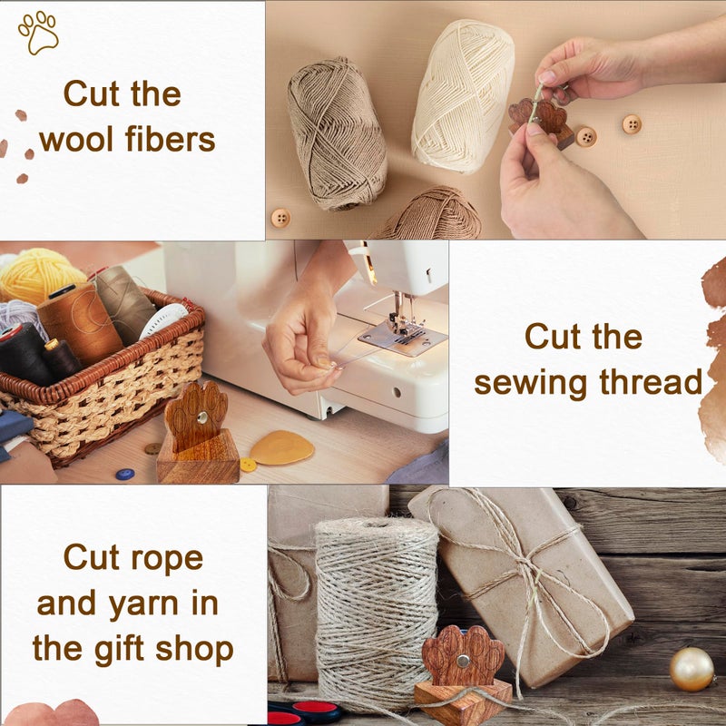 Savina Thread Cutter for Sewing, Table Top Yarn Cutter with Stand Blade Saver. Ideal for Quilting Projects, Wooden Sewing Tools DIY Craft. (1Pcs) - Image 5