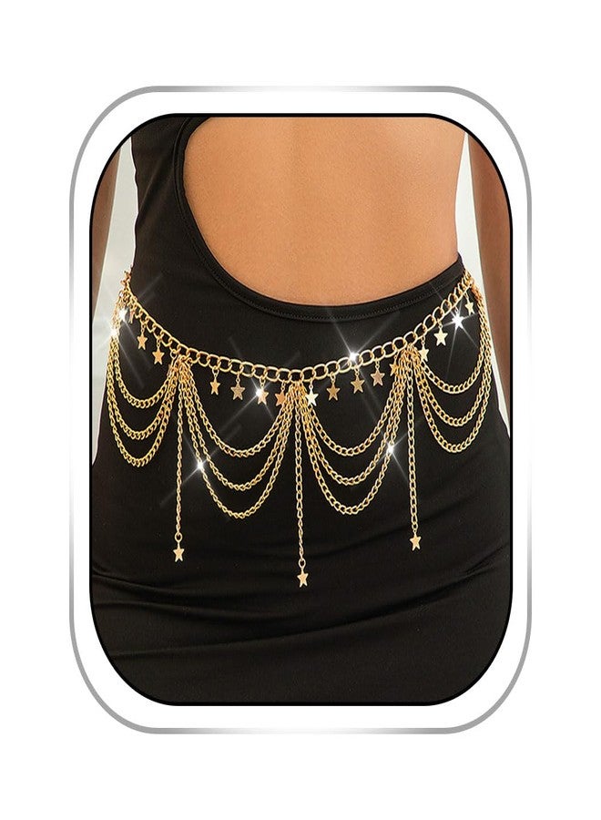 Aiosy Star Waist Chain Gold Body Chain Layered Tassel Belly Chains Summer Beach Body Jewelry for Women - Image 1