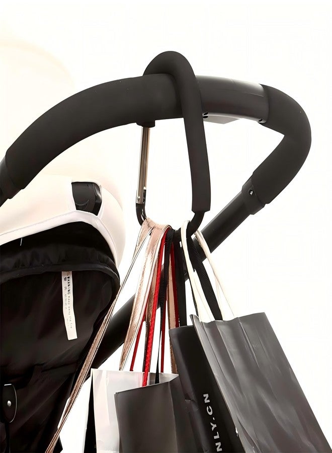 Noneea 3PCS Stroller Hooks, 5.2'' Large Carabiner Clip - Carabiner Large, Baby Stroller Hooks for Hanging Bags, Stroller Accessories(Black) - Image 3