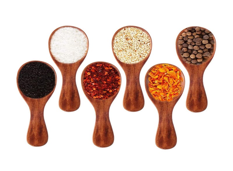 Craftland Wooden Spice/Masal Small Spoon For Tea Coffee Sugar Condimants & Small Containers/Jar (Set Of 6 (Brown)), 7.7 Cm - Image 1