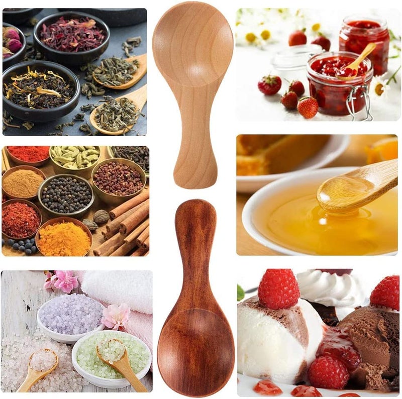 Craftland Wooden Spice/Masal Small Spoon For Tea Coffee Sugar Condimants & Small Containers/Jar (Set Of 6 (Brown)), 7.7 Cm - Image 5