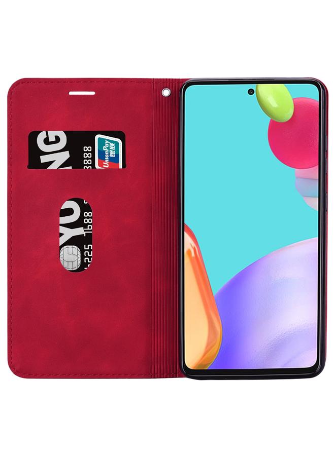 اس-توب جراب لهاتف Samsung Galaxy A72 5G / 4G، جراب جلد PU مغناطيسي أفقي قابل للطي مع حامل وفتحة بطاقة وحبل - Image 4