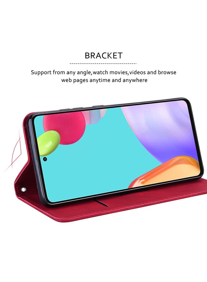 اس-توب جراب لهاتف Samsung Galaxy A72 5G / 4G، جراب جلد PU مغناطيسي أفقي قابل للطي مع حامل وفتحة بطاقة وحبل - Image 5