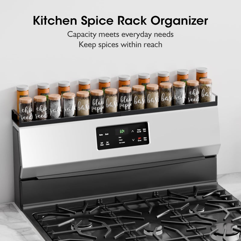 Bumusty 4X Strong Magnetic, 30" Adjustable Oven Shelf Spice Rack Over the Stove, Seasoning Organizer Kitchen Shelves, Matte Black - Image 5