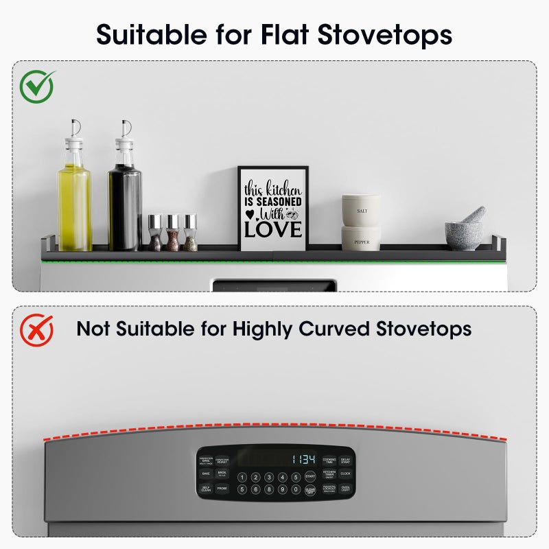 Bumusty 4X Strong Magnetic, 30" Adjustable Oven Shelf Spice Rack Over the Stove, Seasoning Organizer Kitchen Shelves, Matte Black - Image 3
