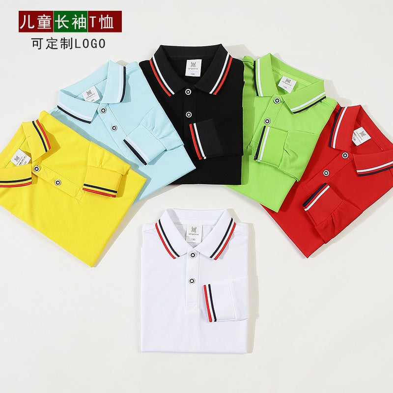 New Mercerized Siro Spinning Children'S Long-Sleeved T-Shirt Printed Logo Primary School Student Activity Clothes Performance Long-Sleeved Cultural Shirt - Image 4