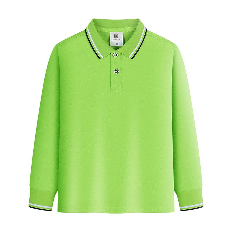 New Mercerized Siro Spinning Children'S Long-Sleeved T-Shirt Printed Logo Primary School Student Activity Clothes Performance Long-Sleeved Cultural Shirt - Image 1