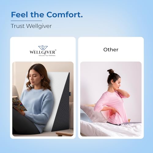WELLGIVER Wedge Plus Cushion for Sleeping & Acid Reflux Relief | Memory Foam Pillow | Orthopedic Wedge Cushion for Leg Elevator | Pregnancy | GERD | White & Black Cover | 18 x 18 x 10 Inch - Image 5