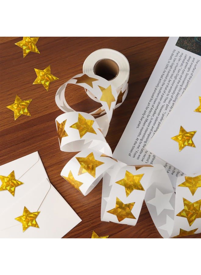 Imeepa 500 PCS Holographic Gold Star Stickers, 1.5 inch Self Adhesive Metallic Glitter Foil Stickers Sparkly Star Stickers Reward Behavior Chart Labels for Kids Students Teachers - Image 3