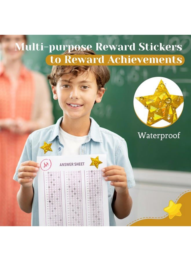 Imeepa 500 PCS Holographic Gold Star Stickers, 1.5 inch Self Adhesive Metallic Glitter Foil Stickers Sparkly Star Stickers Reward Behavior Chart Labels for Kids Students Teachers - Image 4