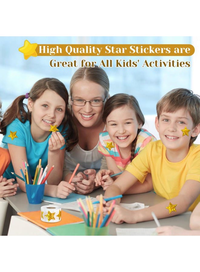 Imeepa 500 PCS Holographic Gold Star Stickers, 1.5 inch Self Adhesive Metallic Glitter Foil Stickers Sparkly Star Stickers Reward Behavior Chart Labels for Kids Students Teachers - Image 5