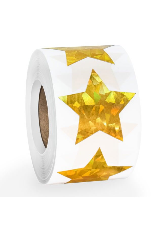 Imeepa 500 PCS Holographic Gold Star Stickers, 1.5 inch Self Adhesive Metallic Glitter Foil Stickers Sparkly Star Stickers Reward Behavior Chart Labels for Kids Students Teachers - Image 1