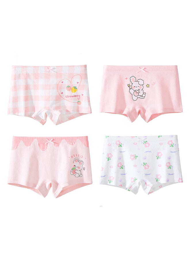 Miiow [7a Antibacterial + Mulberry Silk Crotch] Children's Girls Summer Cotton Underwear Baby Boxer Shorts