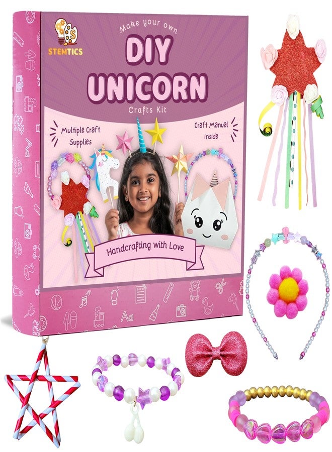 STEMTICS Unicorn Craft Set | DIY Craft Kit for Girls Age 5 to 12 | Unicorn Gift Set, Jewelry Making, Origami, Craft Projects | Perfect Unicorn Birthday Gift, Return Gift for Kids - Image 1