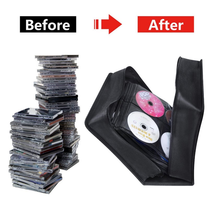 Siveit CD/DVD Case Wallet Storage Holder - 400 Capacity Disc Case Booklet Album Box (Black, Rose) - Image 4