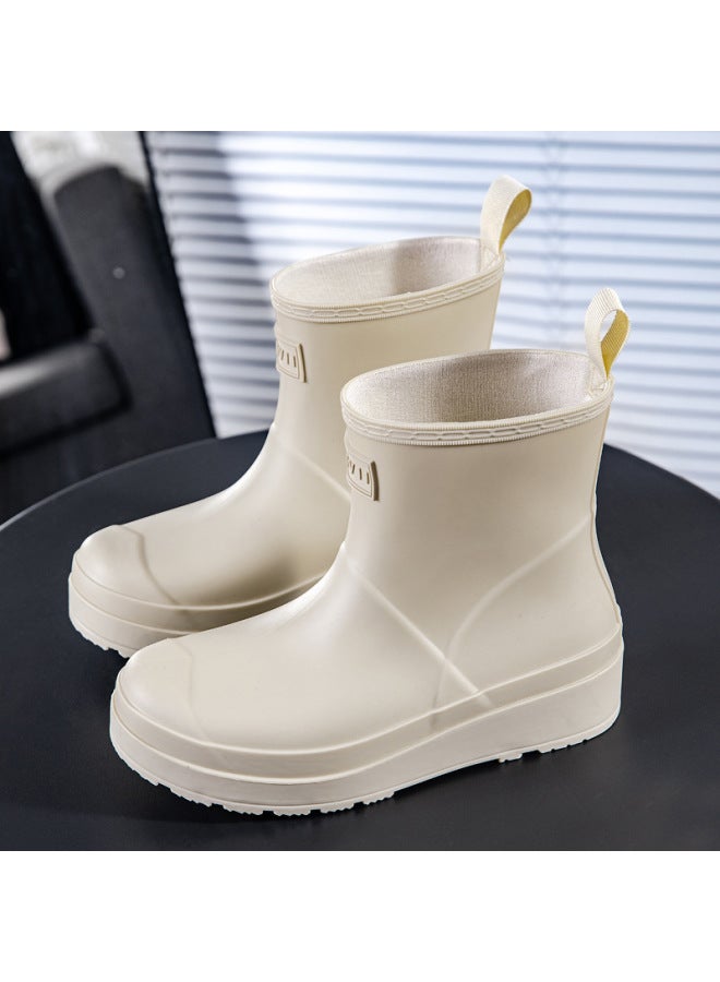 Fashionable Couple's Rain Boots, Waterproof, Non-slip, Comfortable, Mid-calf Rain Boots For Women And Men, Rubber Overshoes, Large Size Water Boots