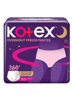 Kotex Kotex Overnight Period Panties (Medium/Large size, pack of 10 panties) for heavy flow period protection | with 360 degree anti-leakage design & airy-soft fabric | 1 panty = 3 regular pads  - Image 1