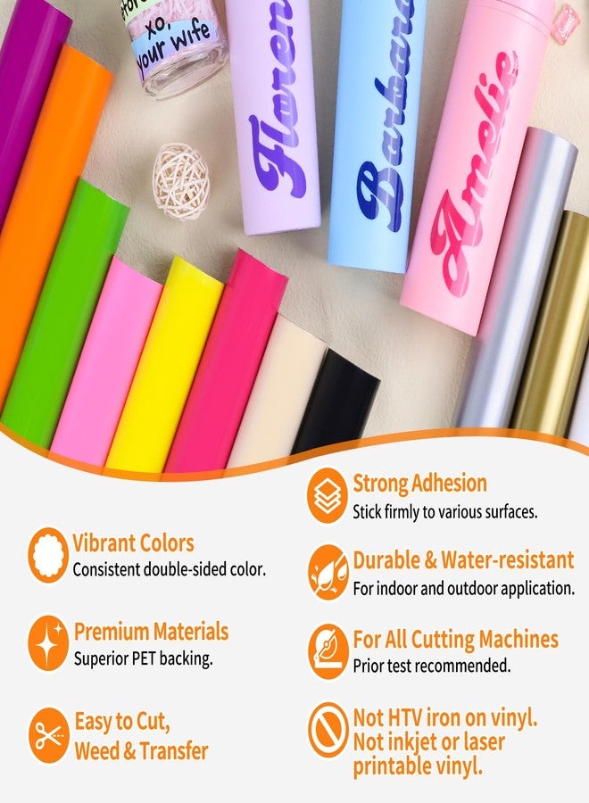 TECKWRAP Permanent Vinyl, Rainbow Sampler - 12in x 5ft Rolls 12 Colors Permanent Adhesive Vinyl Rolls for Cricut, Silhouette, Cameo Cutters, Signs, Scrap-Booking, Craft, Die Cutters - Image 4