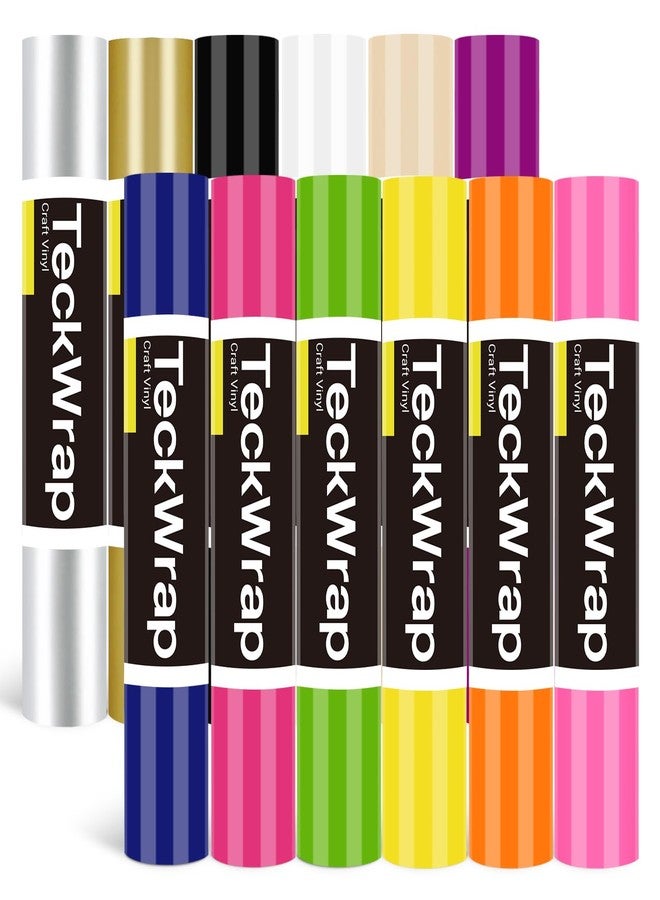 TECKWRAP Permanent Vinyl, Rainbow Sampler - 12in x 5ft Rolls 12 Colors Permanent Adhesive Vinyl Rolls for Cricut, Silhouette, Cameo Cutters, Signs, Scrap-Booking, Craft, Die Cutters - Image 2