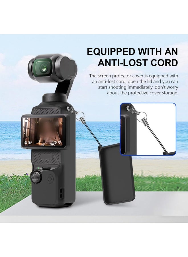 QIRG Case for DJI Osmo Pocket 4/Pocket 3 Camera, Soft Silicone Protective Case, Slim Fit Skin with Cover and Screen Protector Accessories for Osmo Pocket 4/Pocket 3,Anti-Scratch (Black) - Image 4