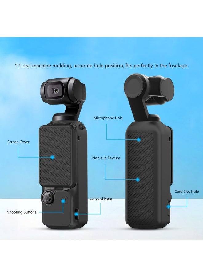 QIRG Case for DJI Osmo Pocket 4/Pocket 3 Camera, Soft Silicone Protective Case, Slim Fit Skin with Cover and Screen Protector Accessories for Osmo Pocket 4/Pocket 3,Anti-Scratch (Black) - Image 5