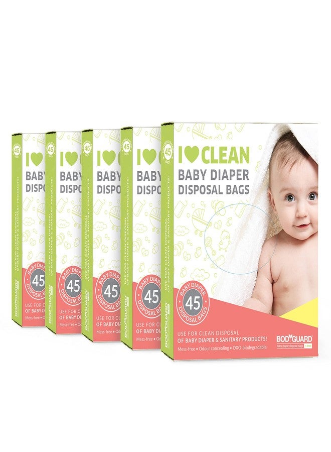 Bodyguard Baby Diaper Disposable Bags - 45 Bags (Pack of 5) | Leak-Proof Bags for Discreet Disposal of Diapers and Intimate Sanitary Products - Image 1