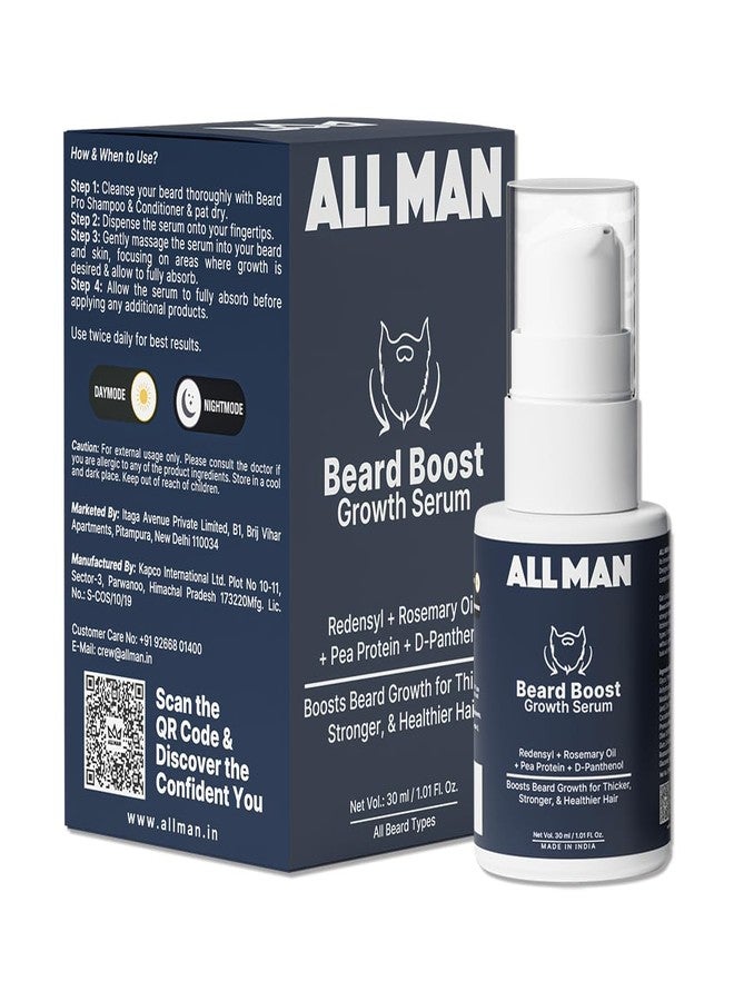 Allman ALL MAN Beard Boost Growth Serum for Faster Beard Growth & Reduce Hair Fall, with Redensyl, Rosemary Oil, & Pea Protein | Pack of 2 | 60 ml - Image 2