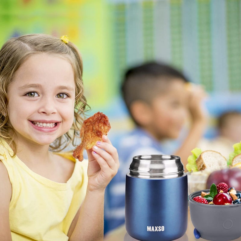 ITSLIFE Insulated Thermo Food Jar for Hot & Cold Food for Kids Adult, 17 oz Soup Thermal Hot Food Containers for Lunch, Triple Layer Insulation Stainless Steel Food Jar with Spoon(Blue) - Image 4