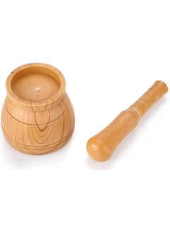 Mortar and Pestle, Morter and Pessel Set Wood Pattern Pill Crusher, Spice Grinder, Herb Bowl for Spices and Seeds