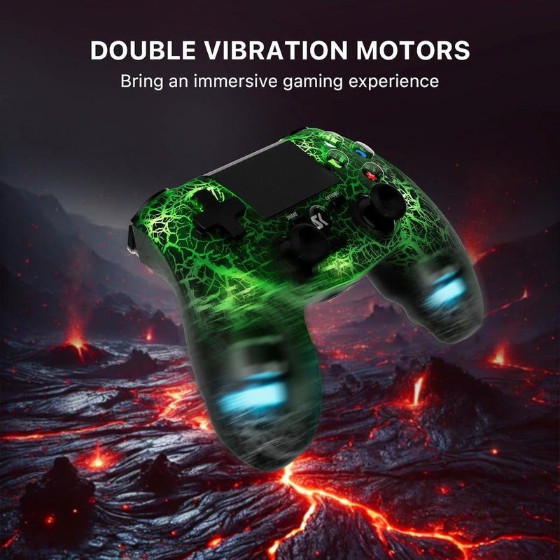 وحدة تحكم لاسلكية لـ PS4 ، تصميم مخصص للكراك الأسود ، ضوء RGB قابل للتعديل ، بطارية 1000mAh ، اهتزاز مزدوج ، محور 6 ، مكبر صوت مدمج و جاك سماعة 3.5mm ، جهاز لعبة متوافق مع PlayStation 4 - Image 5