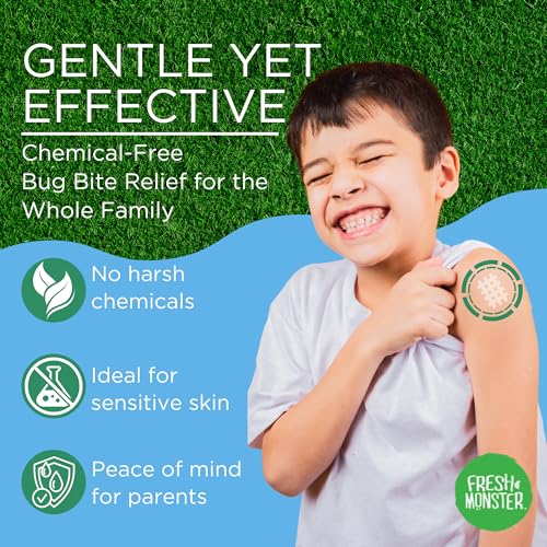 Fresh Monster Bug Bite Itch Relief Patches - for Mosquito & Other Insect Bites, Instant Bug Bite Relief for Kids & Adults, Natural & Toxin-Free, 45 Count - Image 4
