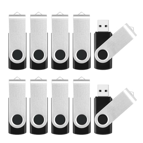 MECHEER 4GB Flash Drive 10 Pack Thumb Drive, USB Flash Drives 2.0 USB Stick for Data Storage Backup, Jump Drive Pen Drive Zip Drive Memory Stick with Indicator, Swivel Bulk USB Storage Flash Drive, Black - Image 1