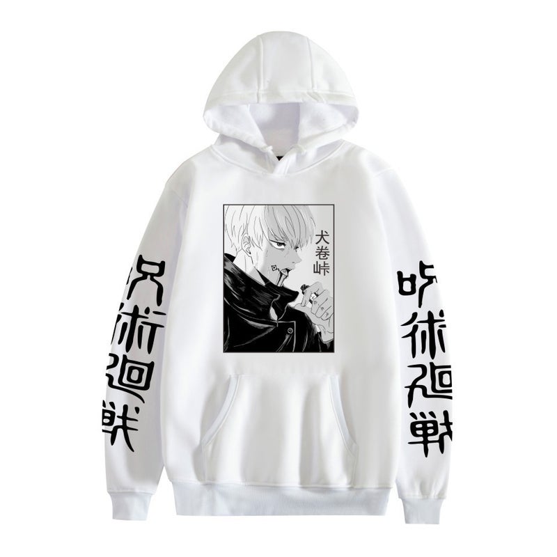 Jujutsu Kaisen Five-Piece Wu Mantra Back War Dog Roll Spring Hooded Sweater Boys And Girls Pullover European Size - Image 2